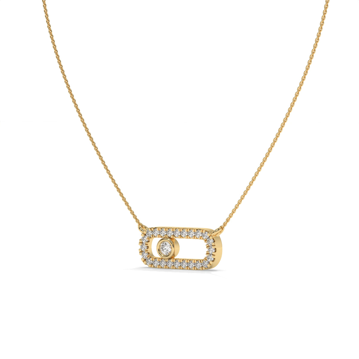 0.21 CT Diamond Oval Link Pendant Necklace