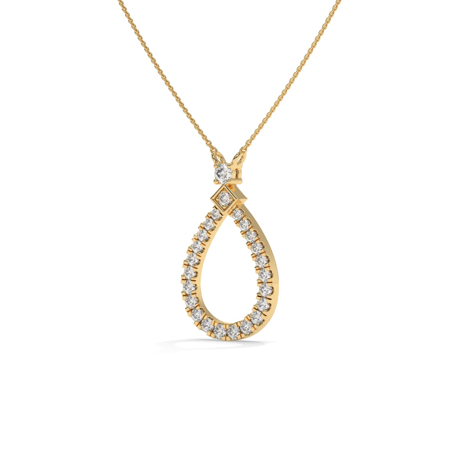 0.49 CTW Pear Halo Pendant Necklace
