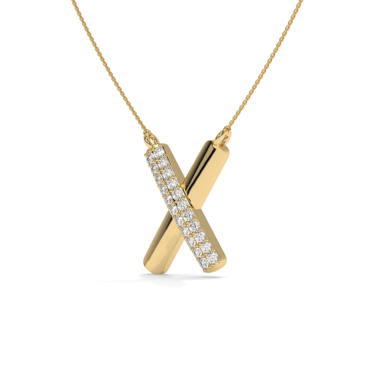 0.40 CT Diamond X Pendant Necklace