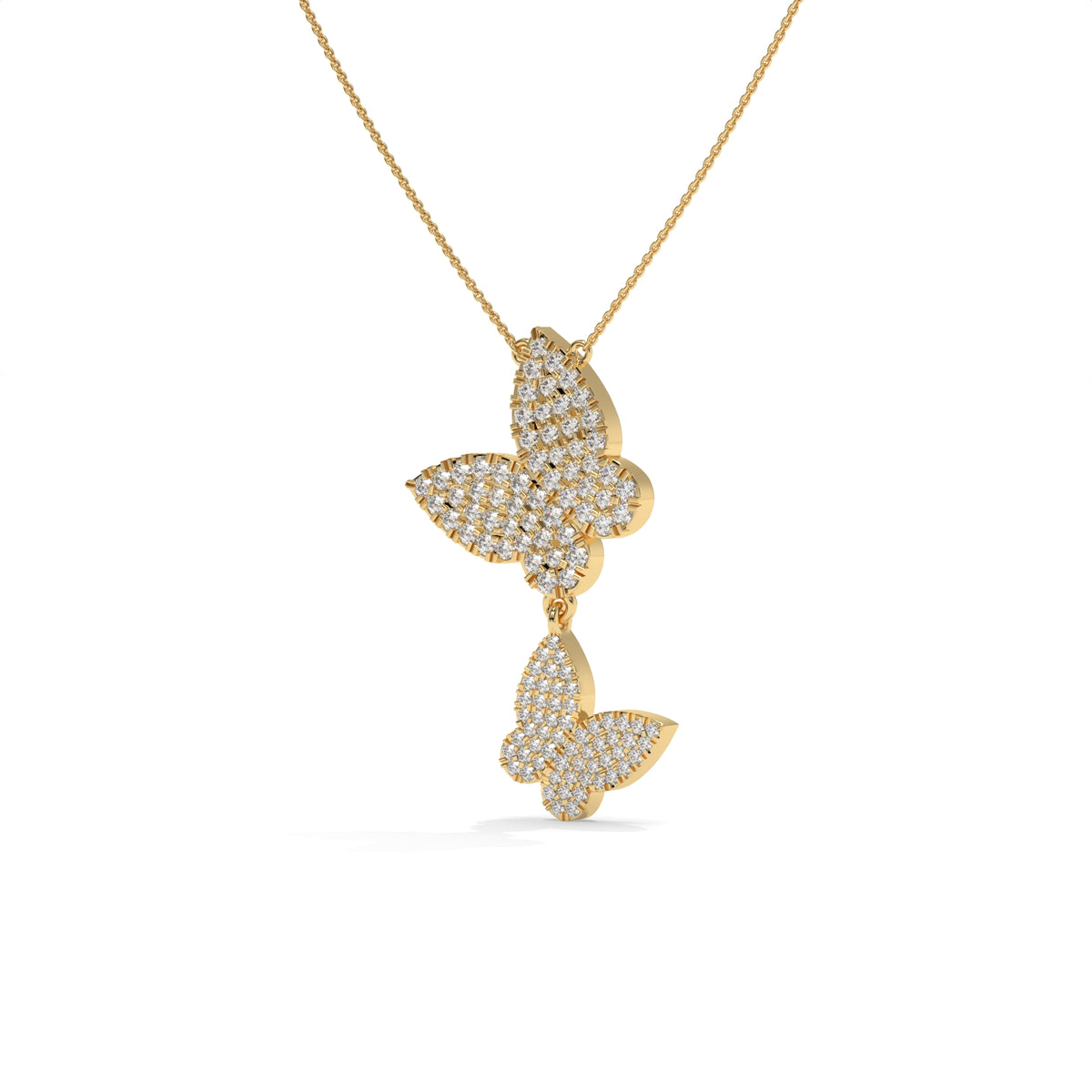 0.78 CT Diamond Butterfly Drop Pendant Necklace