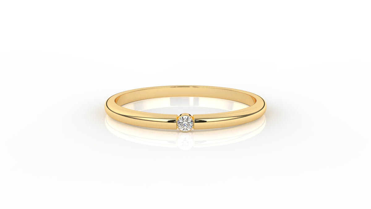 Gold ring with a diamond GLAM NYC