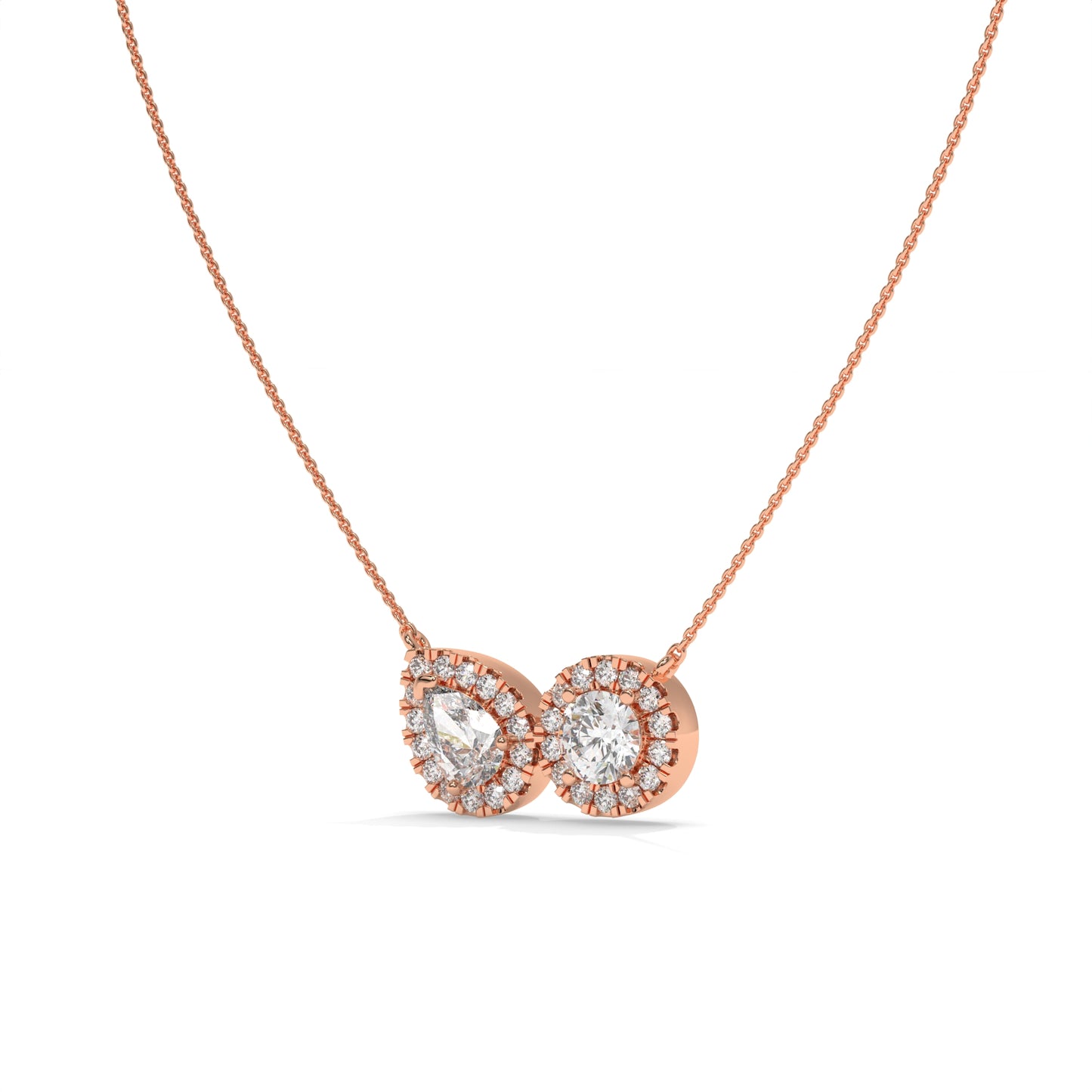 Pear & Halo Diamond Pendant Necklace – 0.93 CTW
