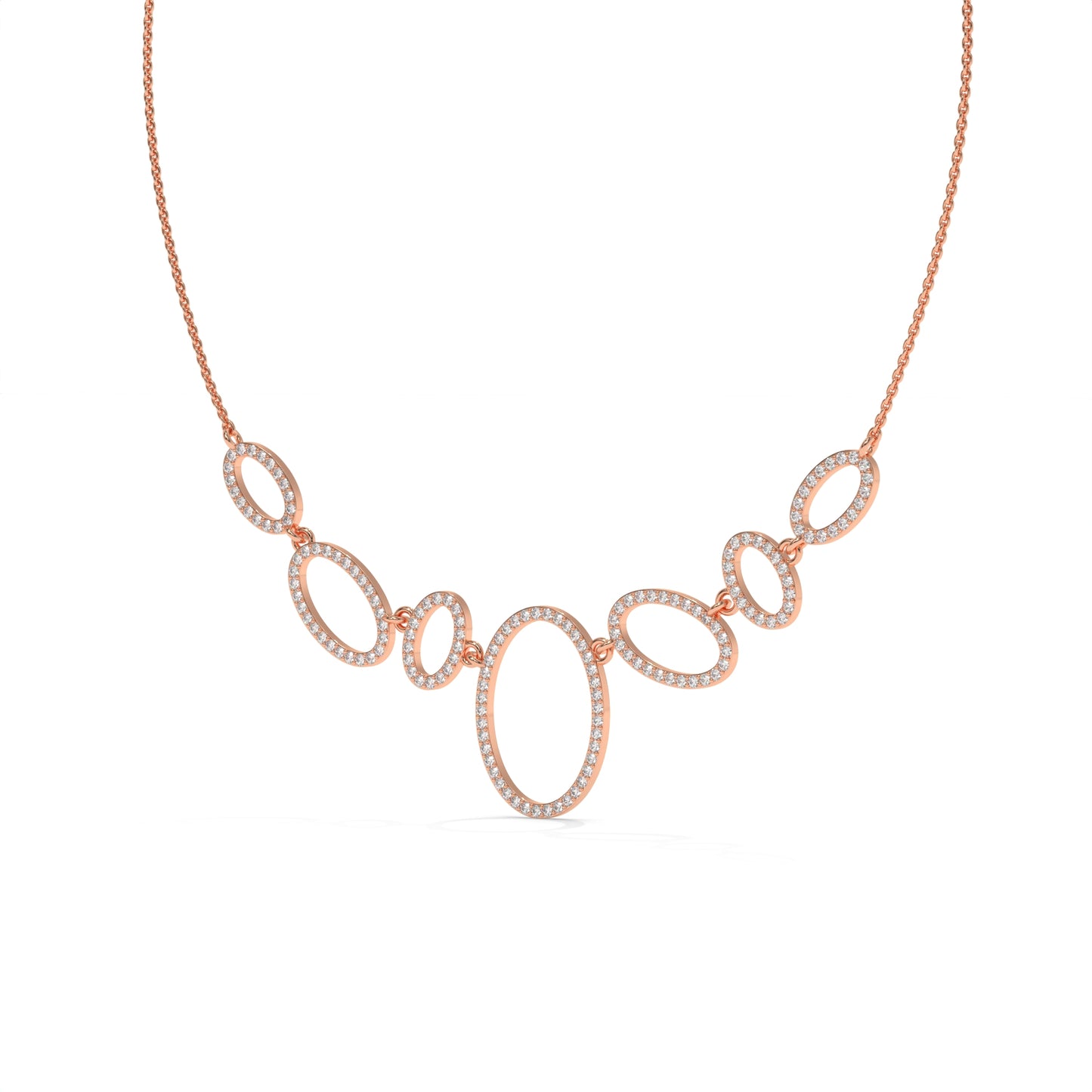 Oval Halo Diamond Statement Necklace – 1.64 CTW