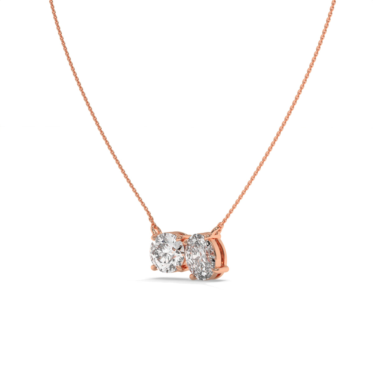 1.50 CT Two-Stone Diamond Pendant Necklace