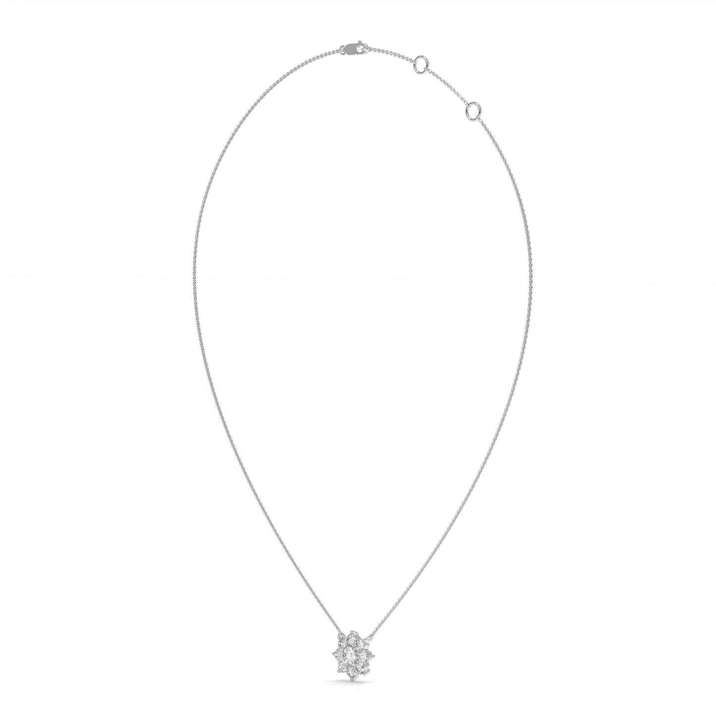 Silver necklace with a small flower pendant GLAM NYC