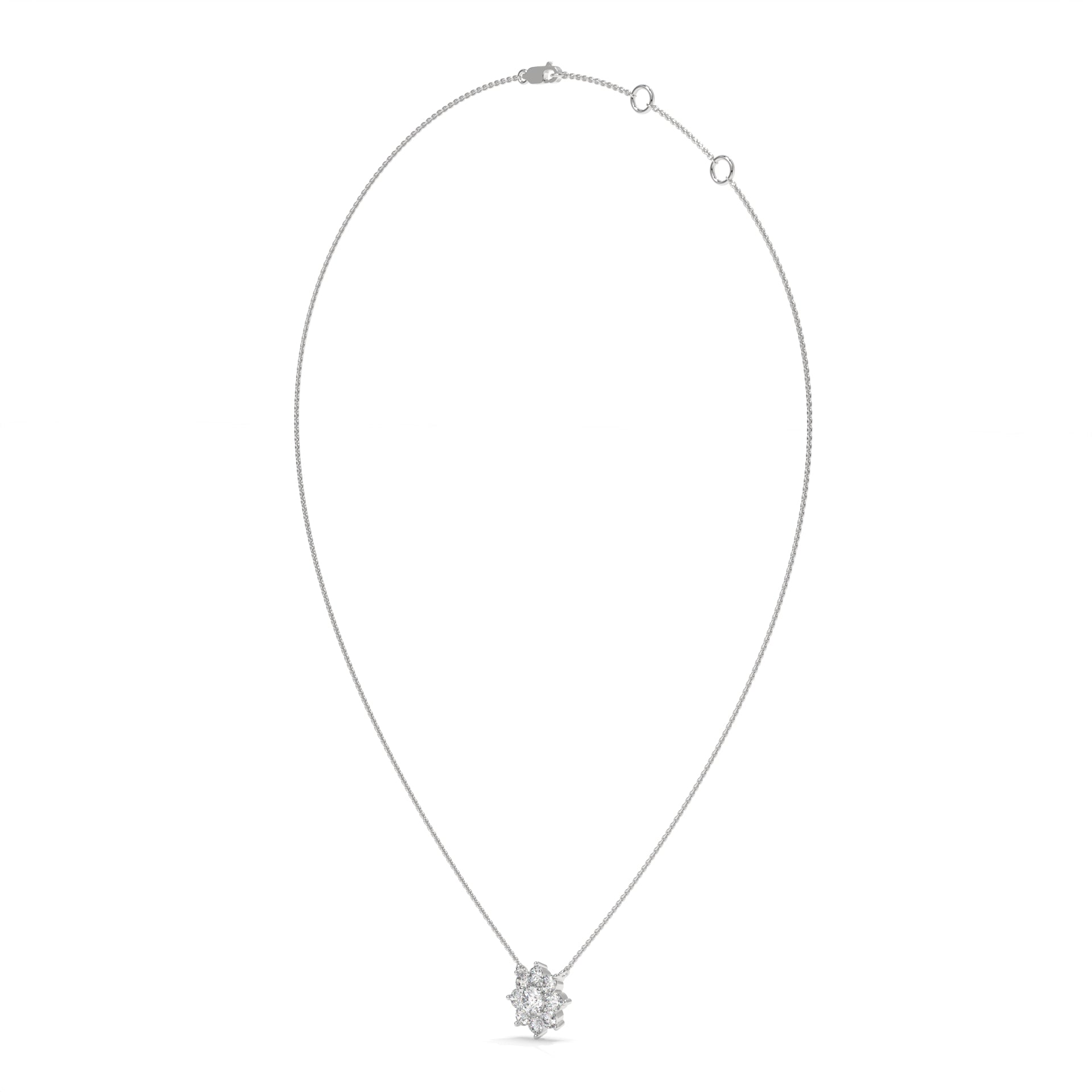 Silver necklace with a small flower pendant GLAM NYC