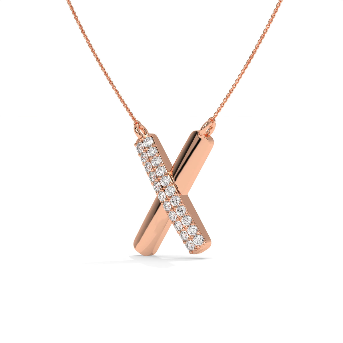 0.40 CT Diamond X Pendant Necklace
