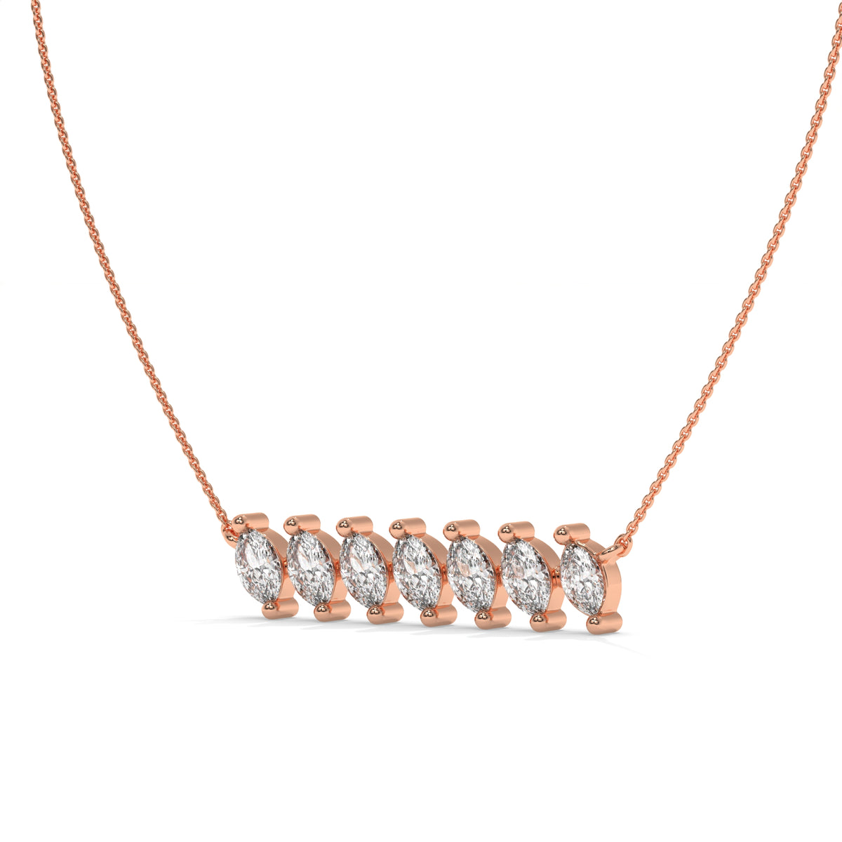 0.84 CT Marquise Diamond Bar Pendant Necklace