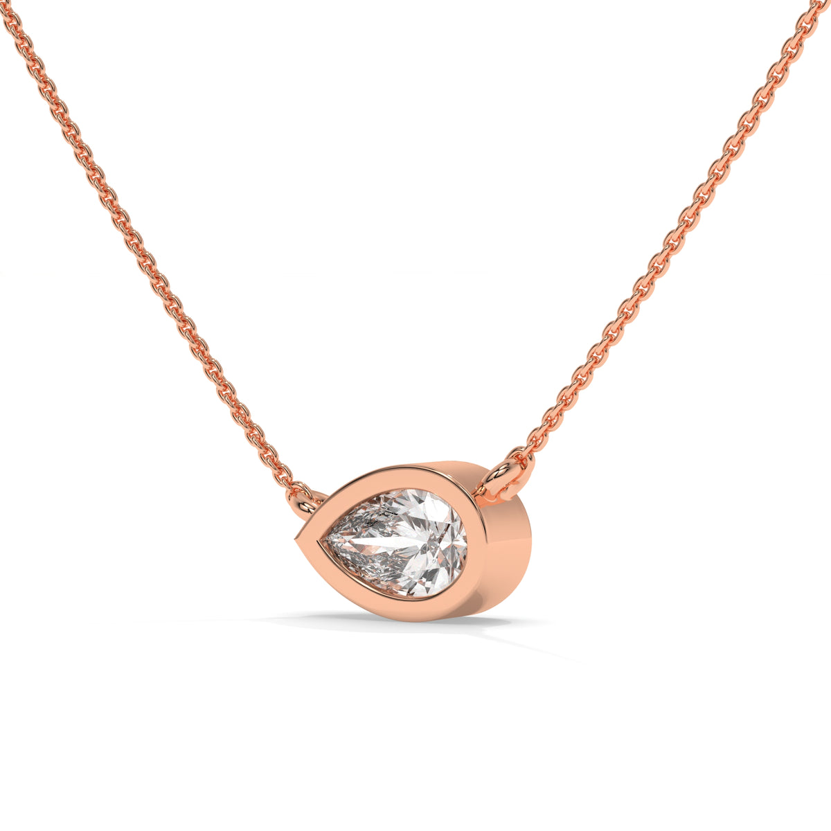 0.49 CT Pear Shaped Diamond Pendant Necklace