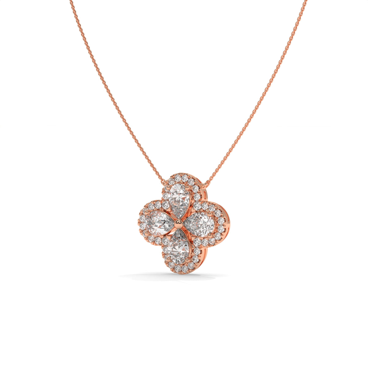 1.99 CT Diamond Four-Leaf Clover Pendant Necklace
