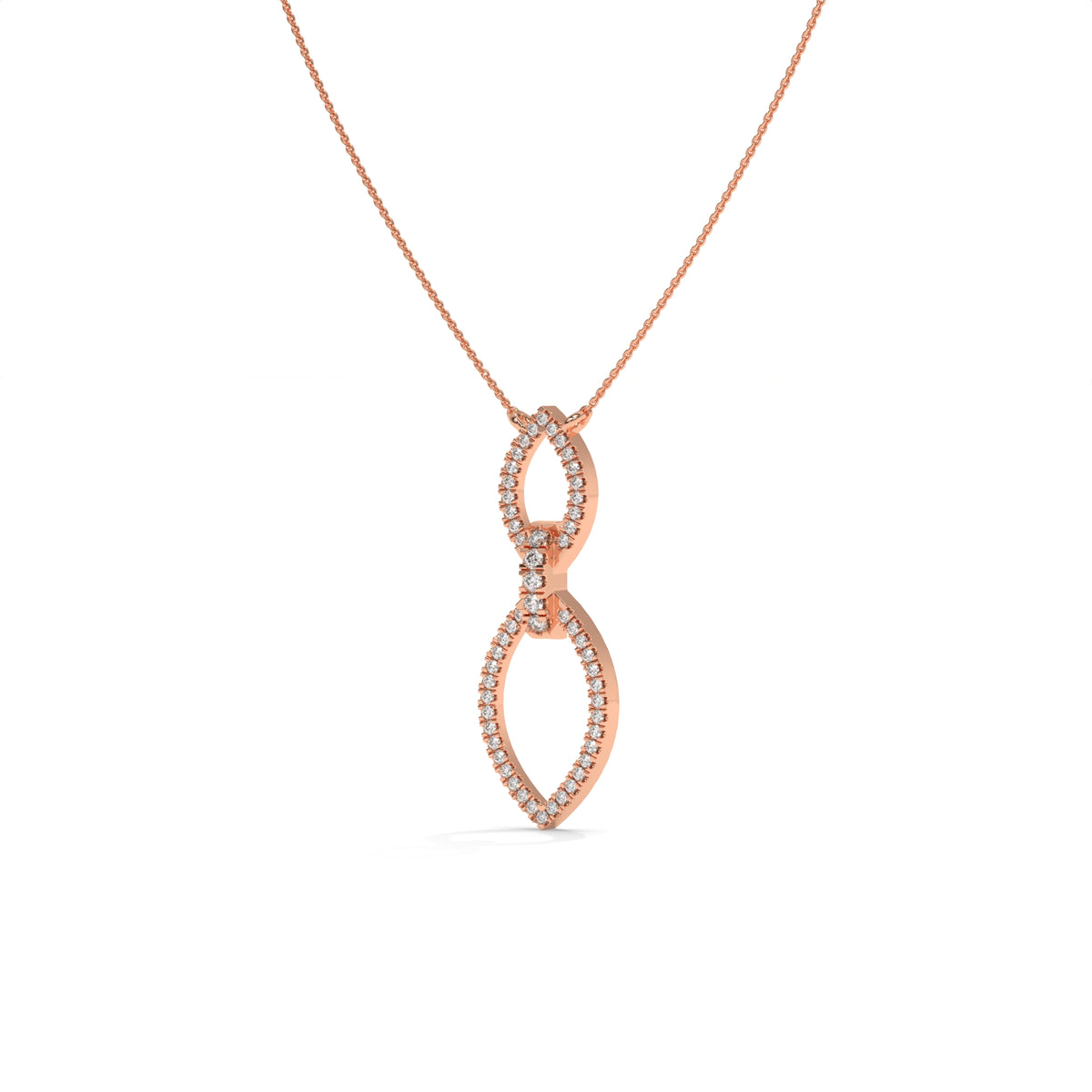 0.24 CT Diamond Double Marquise Drop Pendant Necklace