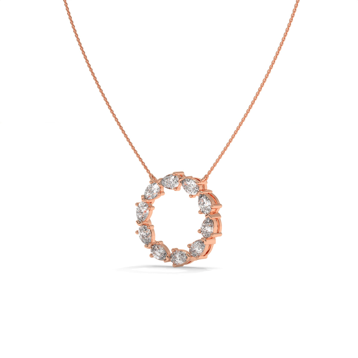 1.00 CT Diamond Open Circle Pendant Necklace