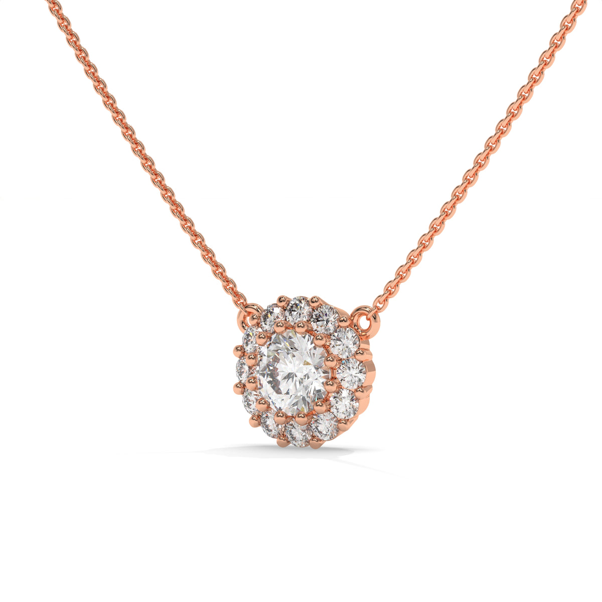 0.30 CT Diamond Halo Cluster Pendant Necklace