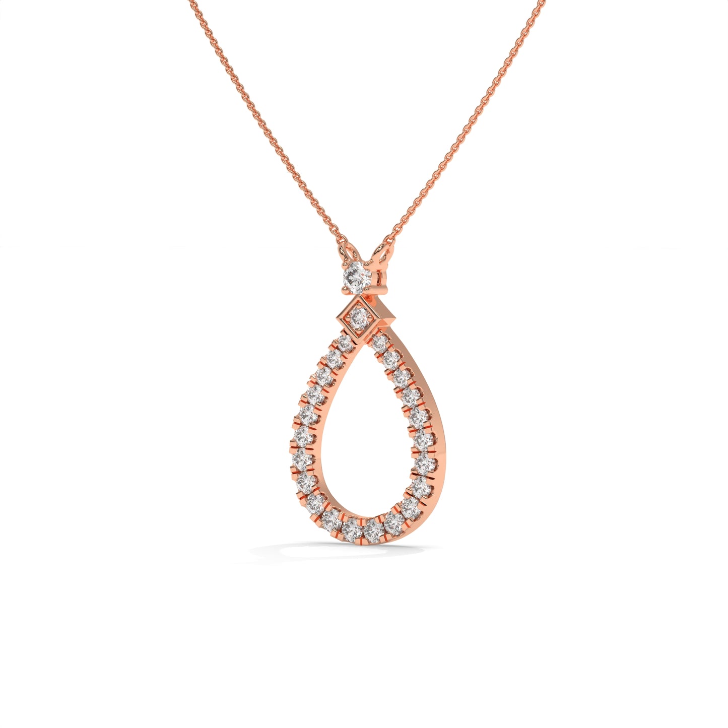 0.49 CTW Pear Halo Pendant Necklace