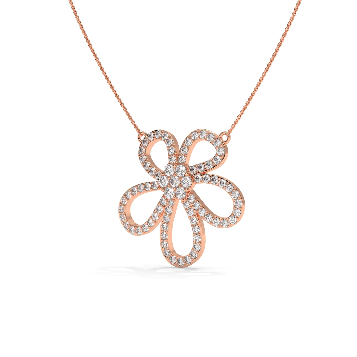 Floral Diamond Pendant Necklace – 0.94 CTW