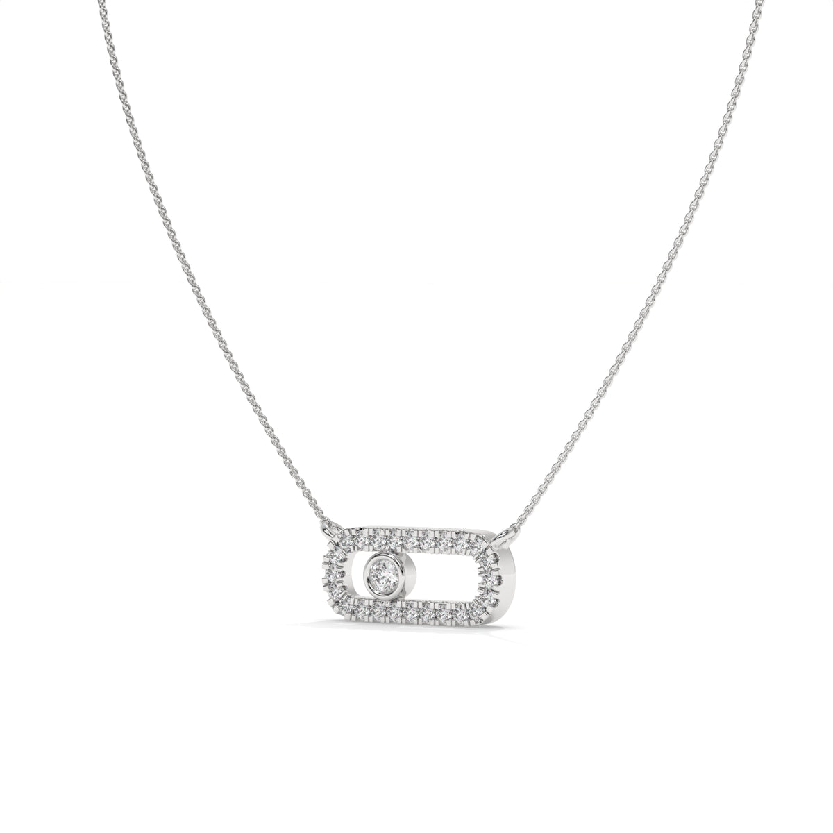 0.21 CT Diamond Oval Link Pendant Necklace