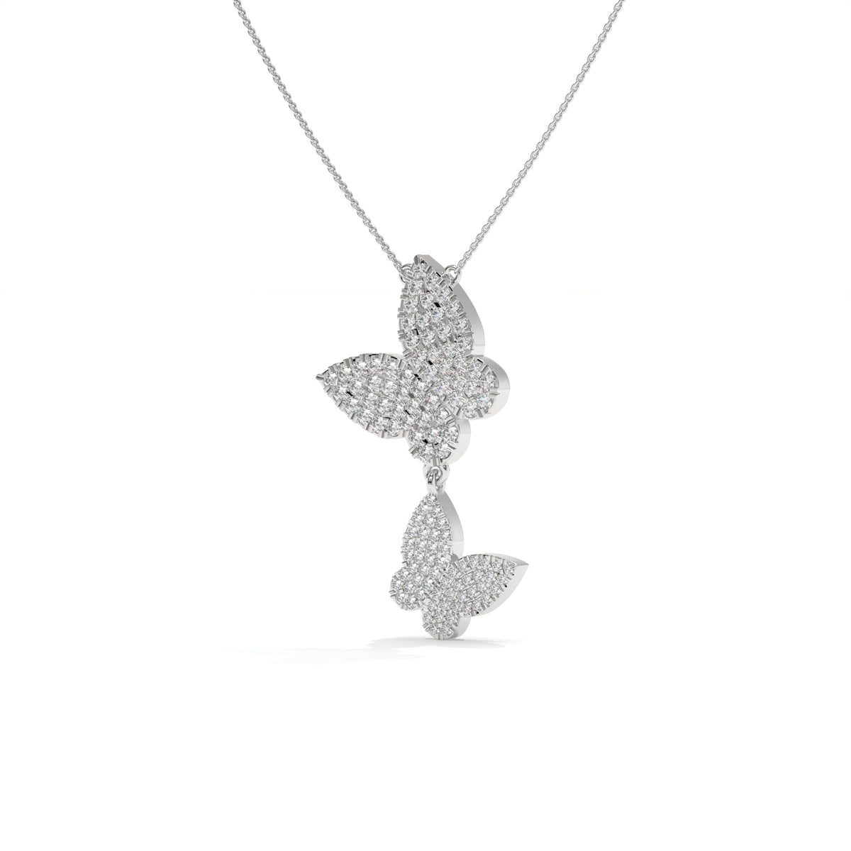 0.78 CT Diamond Butterfly Drop Pendant Necklace