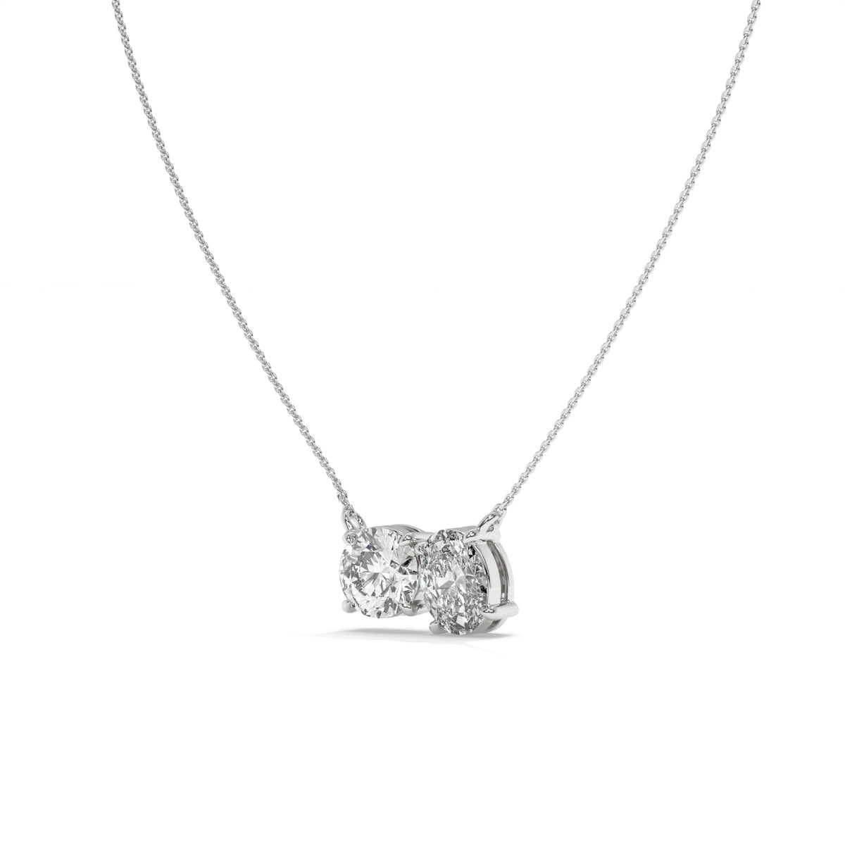 1.50 CT Two-Stone Diamond Pendant Necklace