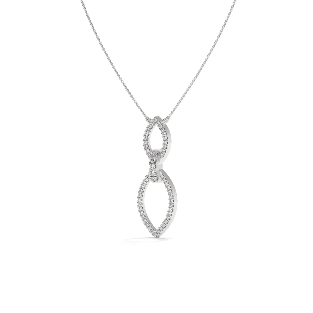 0.24 CT Diamond Double Marquise Drop Pendant Necklace