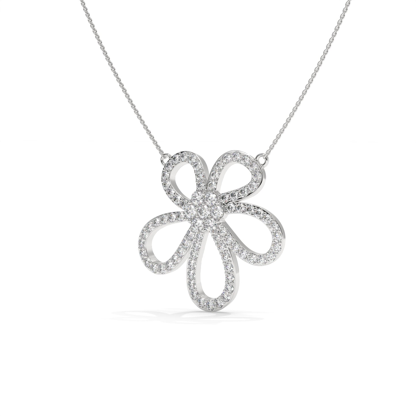 Floral Diamond Pendant Necklace – 0.94 CTW