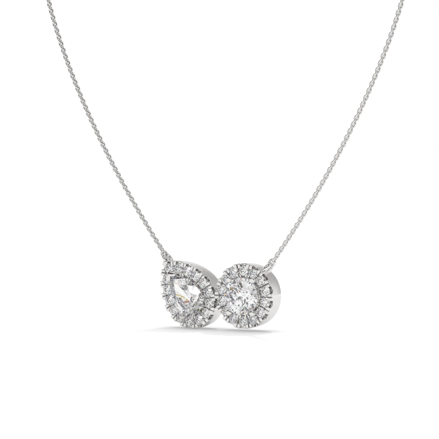 Pear & Halo Diamond Pendant Necklace – 0.93 CTW