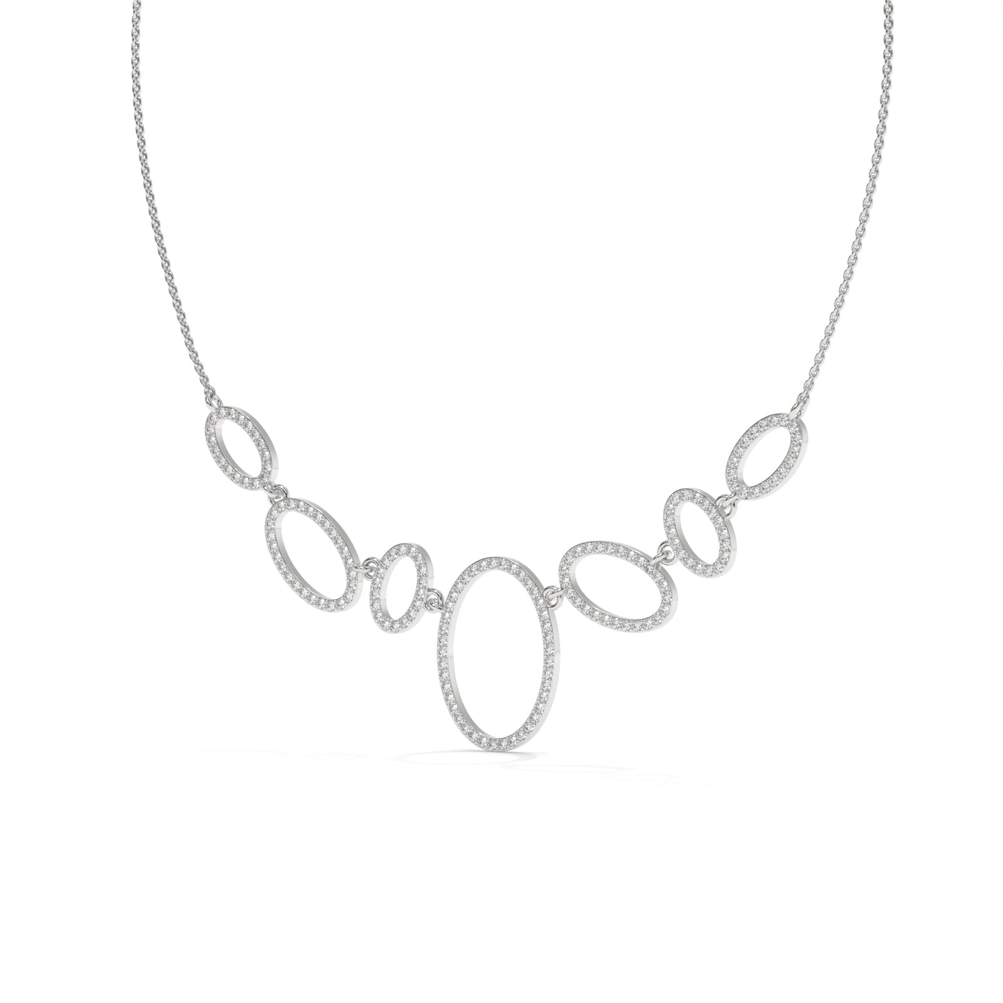 Oval Halo Diamond Statement Necklace – 1.64 CTW