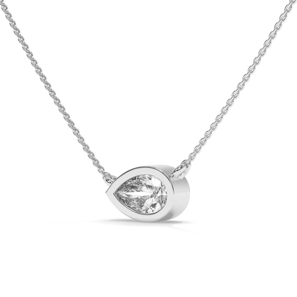 0.49 CT Pear Shaped Diamond Pendant Necklace