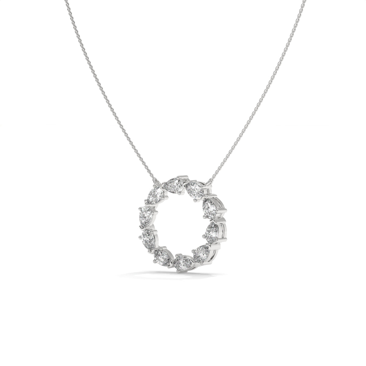 1.00 CT Diamond Open Circle Pendant Necklace