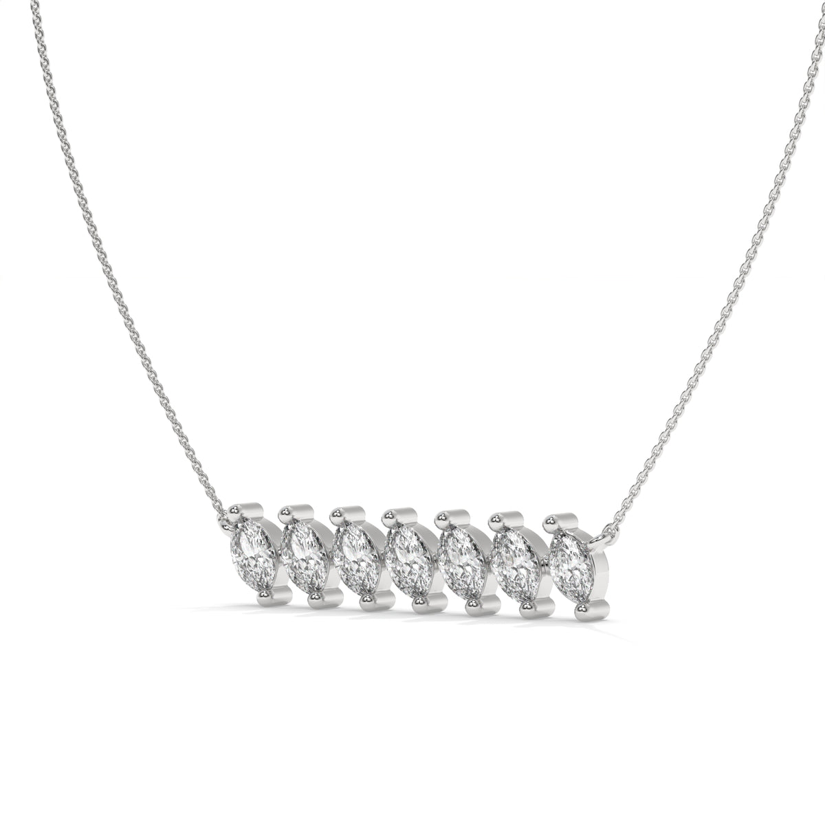 0.84 CT Marquise Diamond Bar Pendant Necklace