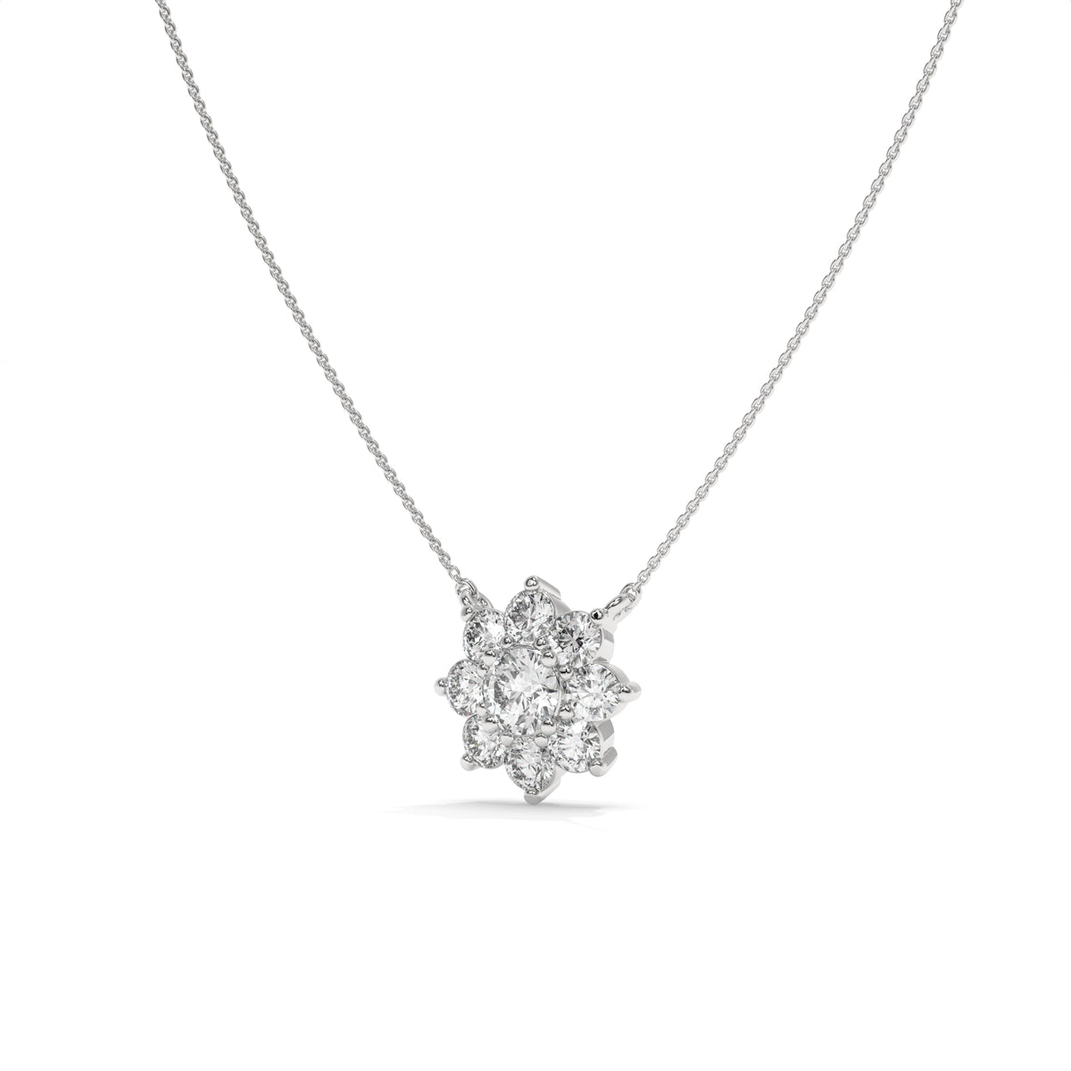 0.93 CT Diamond Starburst Pendant Necklace