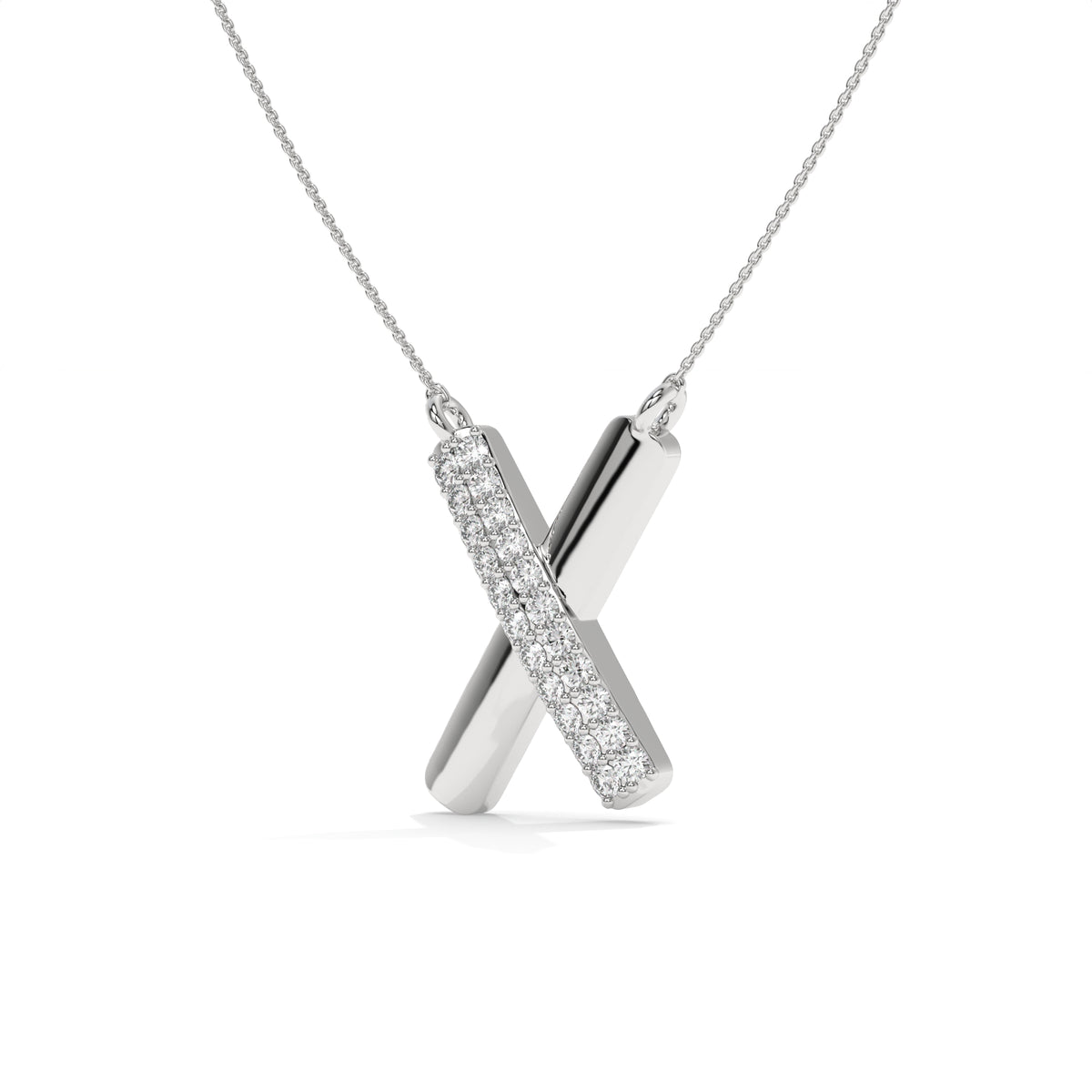 0.40 CT Diamond X Pendant Necklace