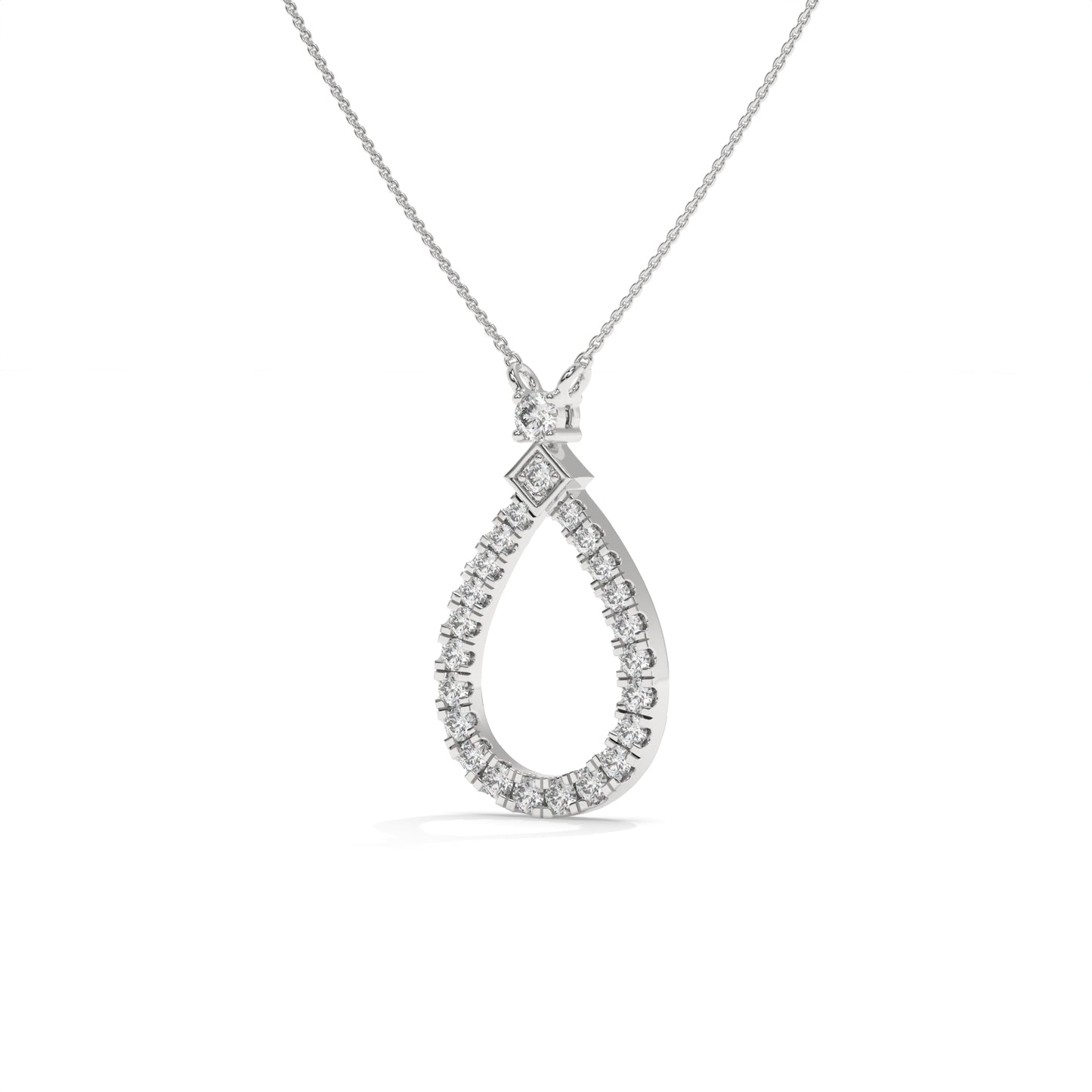 0.49 CTW Pear Halo Pendant Necklace