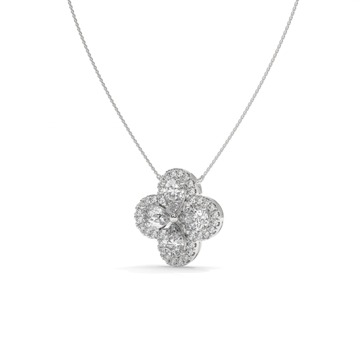 1.99 CT Diamond Four-Leaf Clover Pendant Necklace