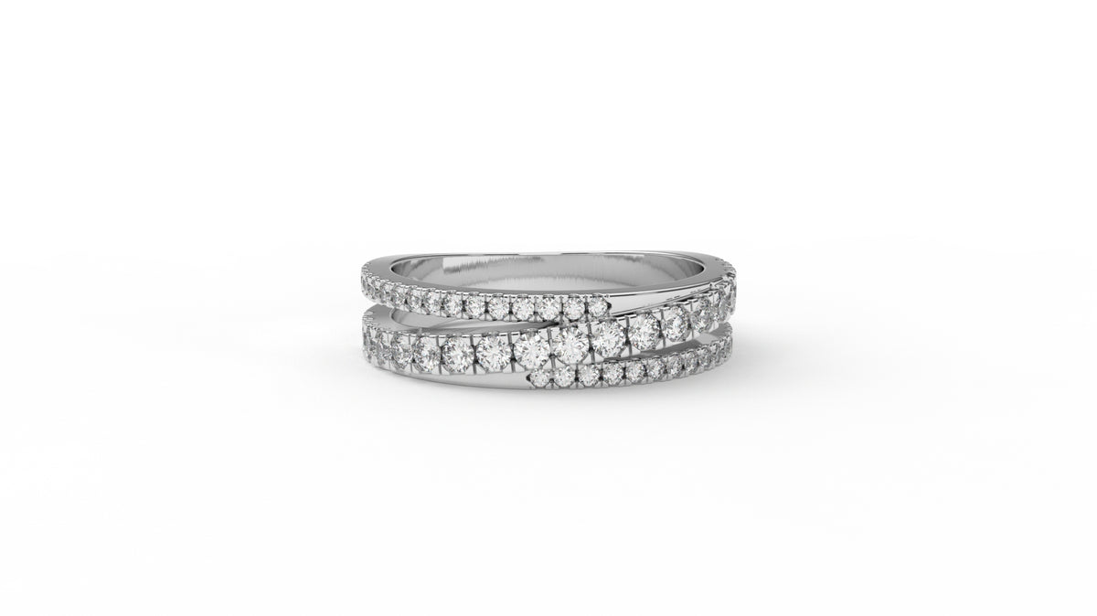 0.67 CTW Diamond Triple Row Wedding Band