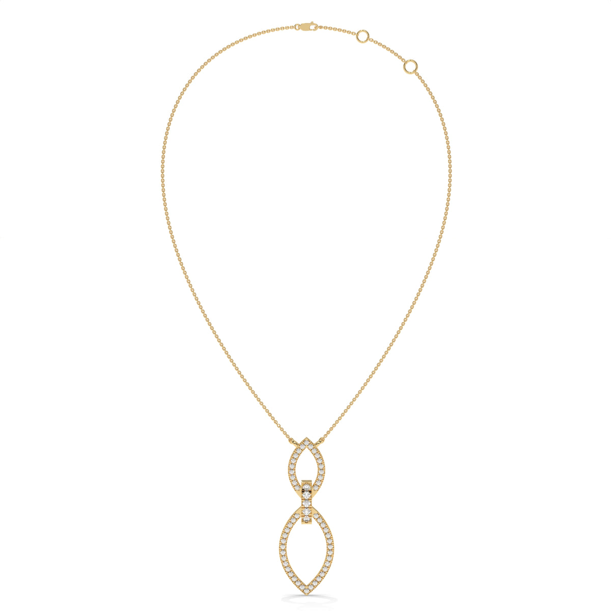 0.24 CT Diamond Double Marquise Drop Pendant Necklace