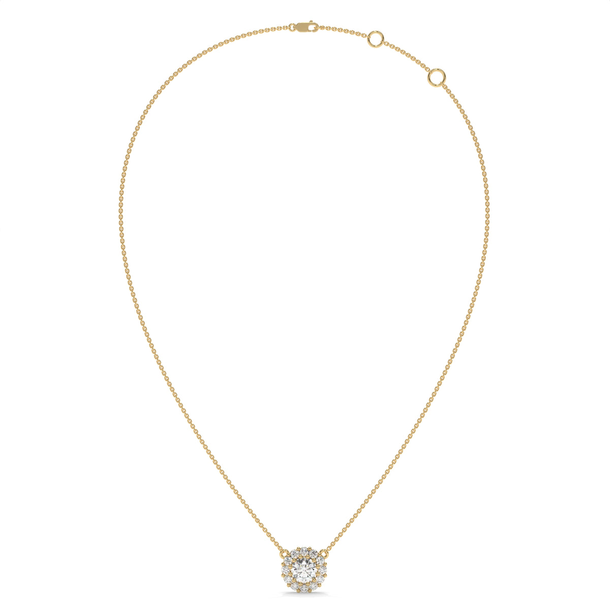 0.30 CT Diamond Halo Cluster Pendant Necklace