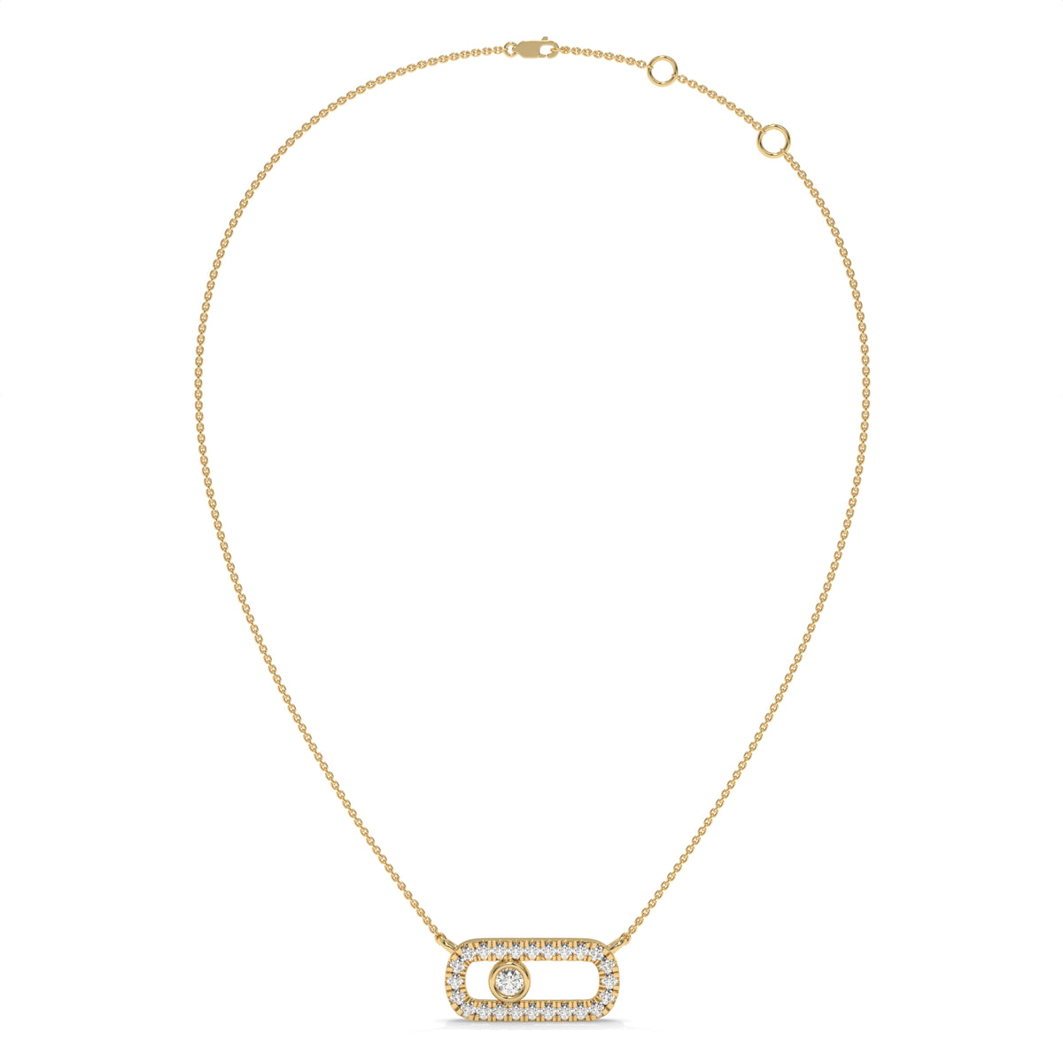 0.21 CT Diamond Oval Link Pendant Necklace