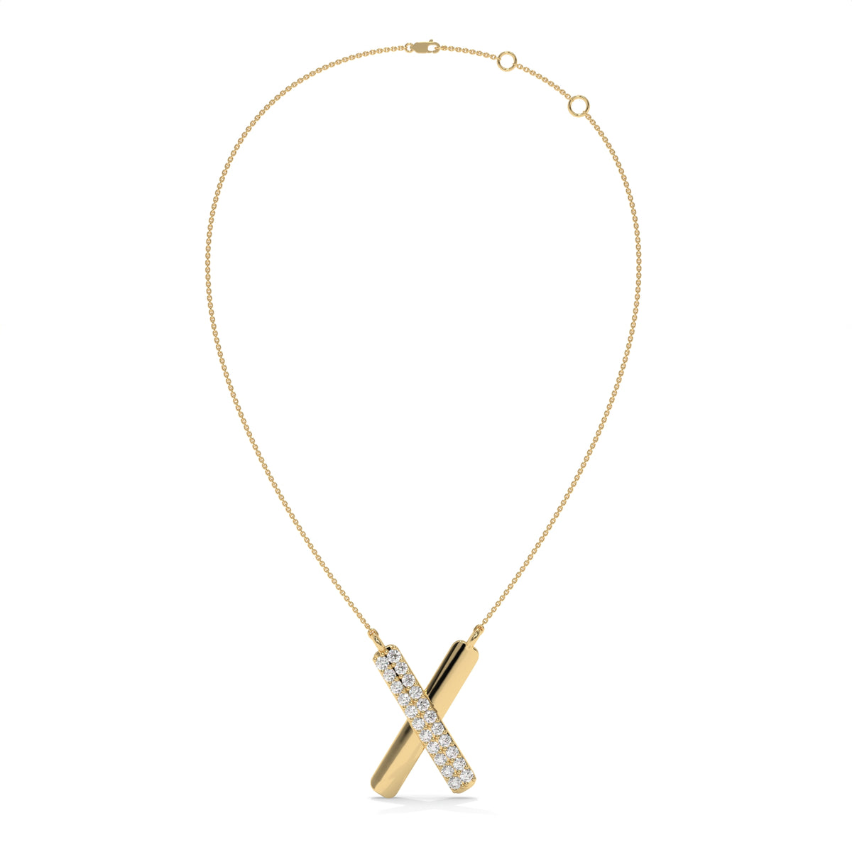 0.40 CT Diamond X Pendant Necklace