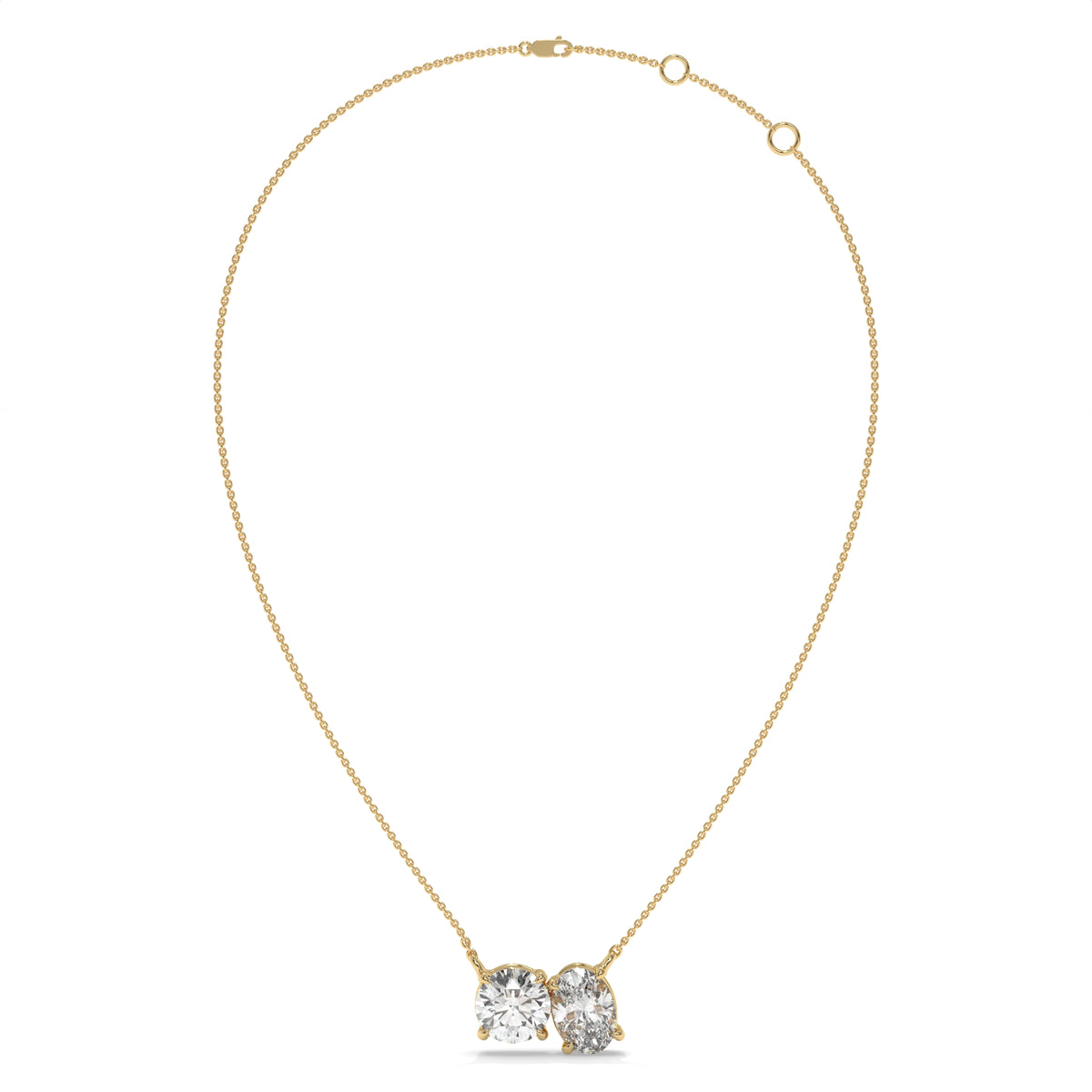 1.50 CT Two-Stone Diamond Pendant Necklace