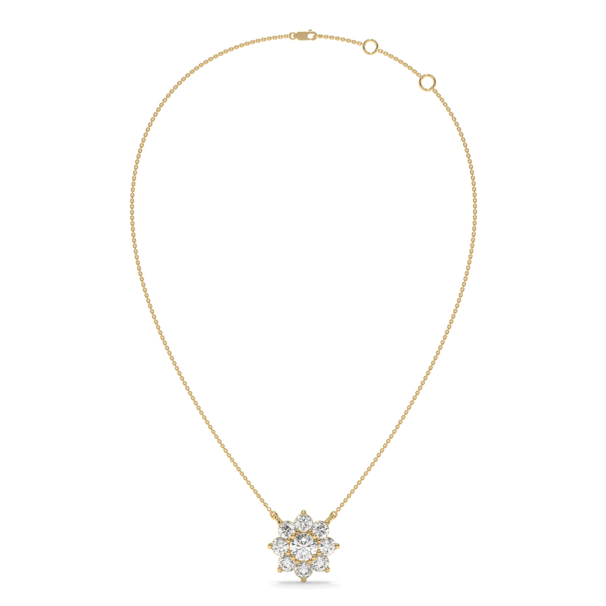 0.93 CT Diamond Starburst Pendant Necklace