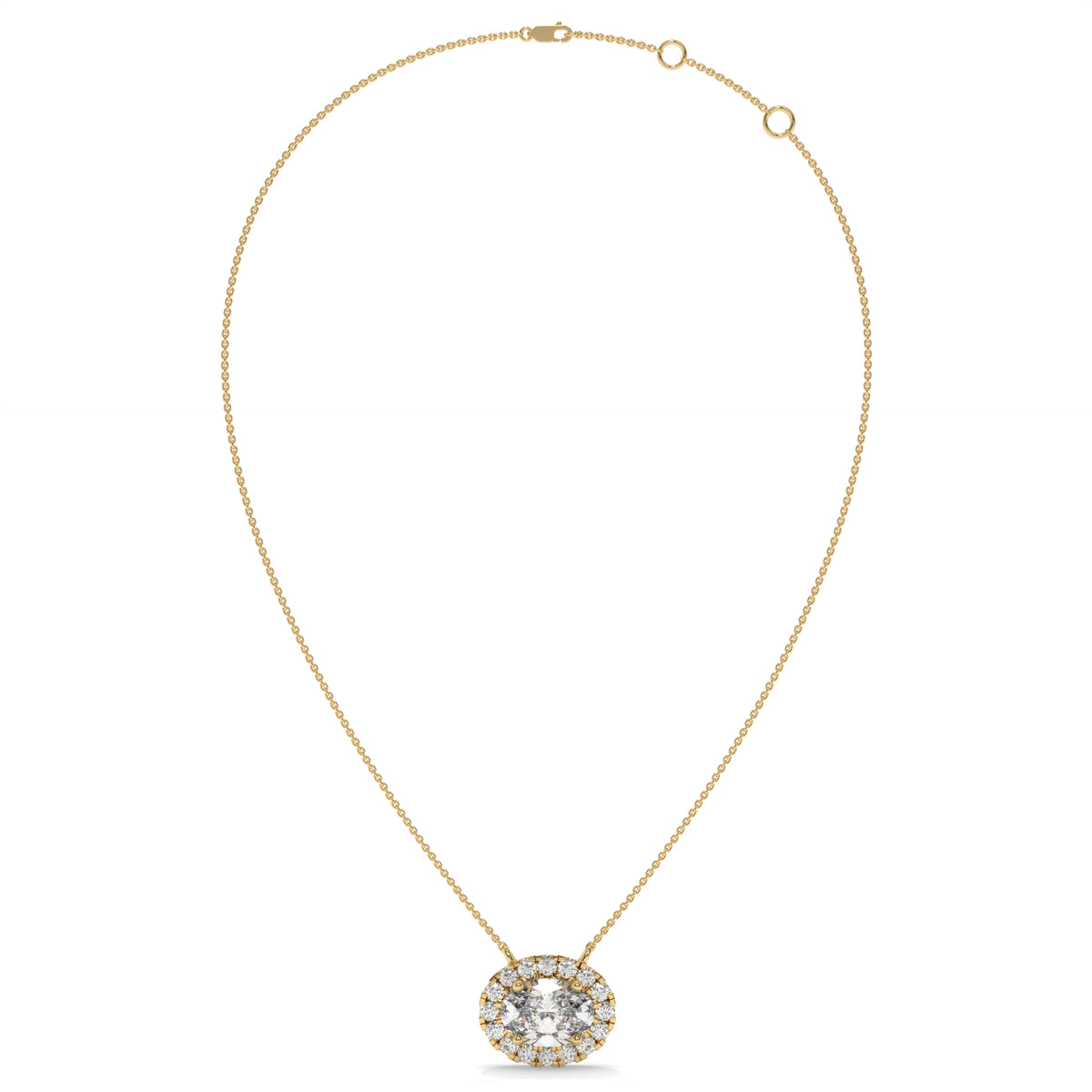 1.10 CT Diamond Halo Circle Pendant Necklace