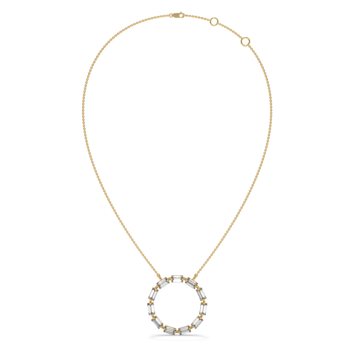 0.55 CT Baguette Diamond Circle Pendant Necklace