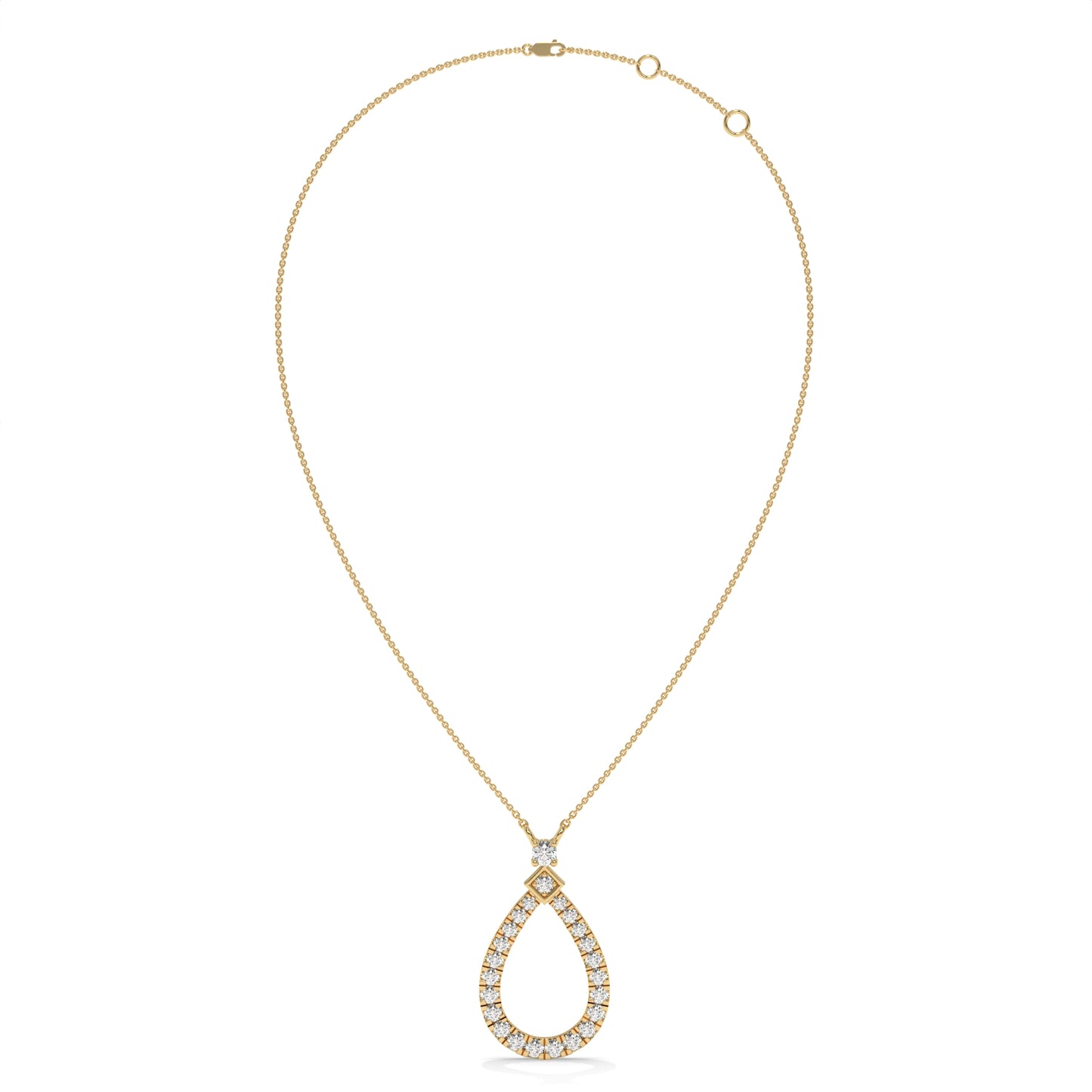 0.49 CTW Pear Halo Pendant Necklace
