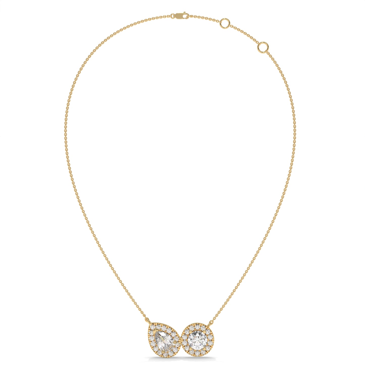 Pear & Halo Diamond Pendant Necklace – 0.93 CTW