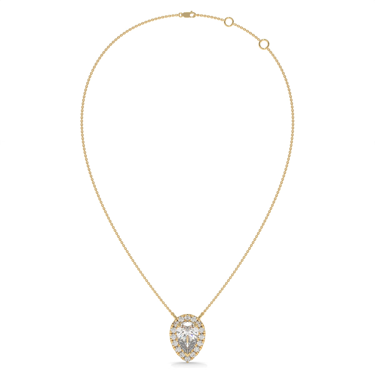 2.13 CT Pear Shaped Diamond Halo Pendant Necklace