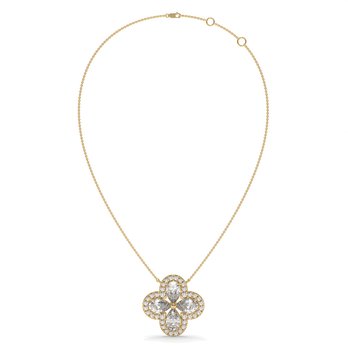 1.99 CT Diamond Four-Leaf Clover Pendant Necklace