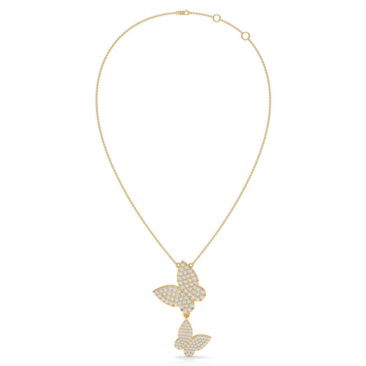0.78 CT Diamond Butterfly Drop Pendant Necklace