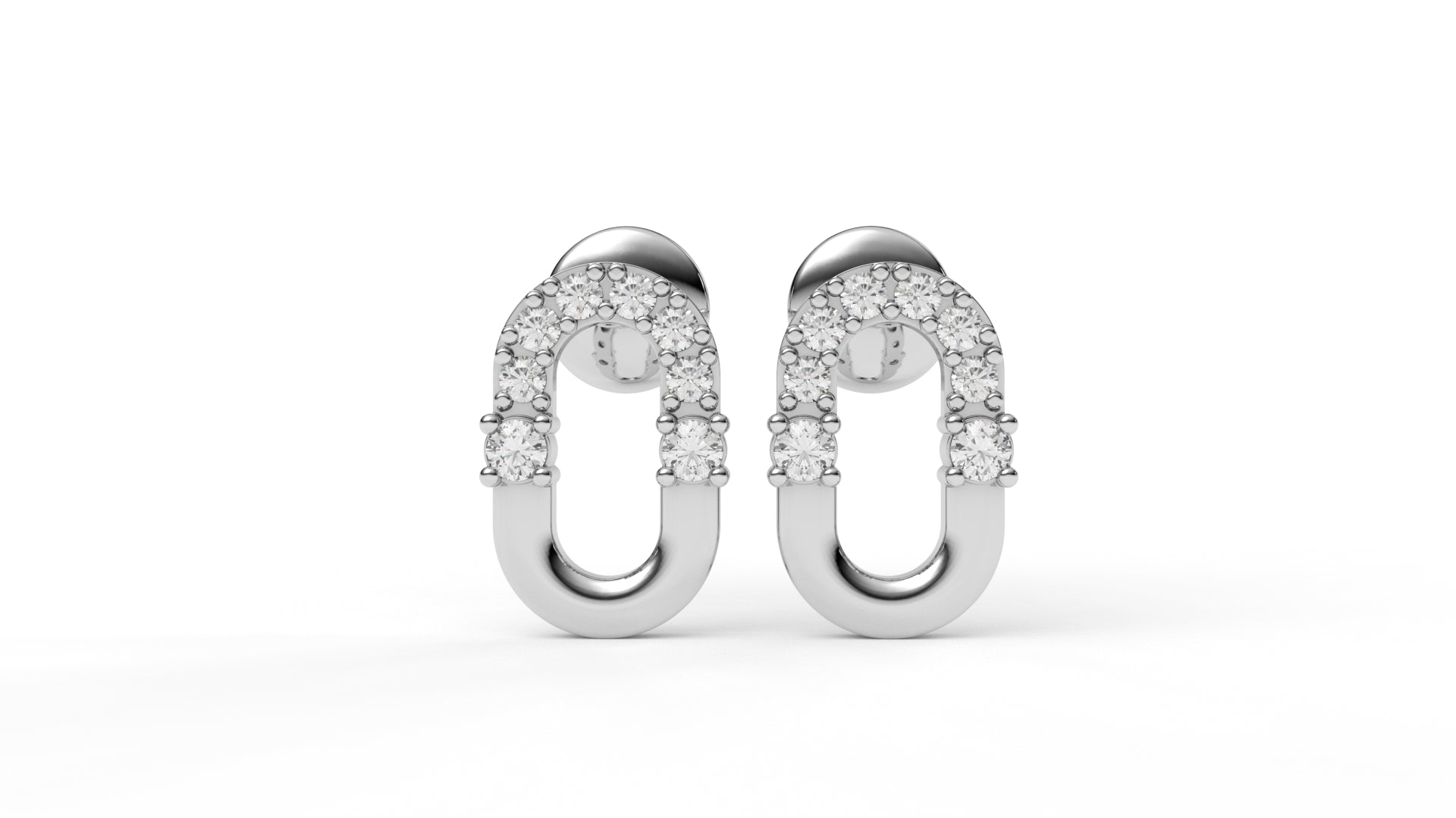 0.20 CTW Diamond Oval Link Stud Earrings