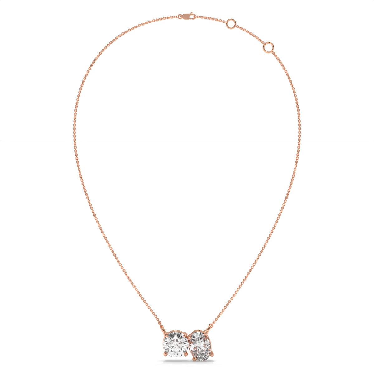 1.50 CT Two-Stone Diamond Pendant Necklace