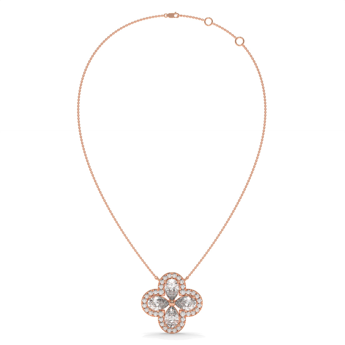 1.99 CT Diamond Four-Leaf Clover Pendant Necklace